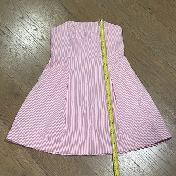 Lily Pulitzer Blossom Seersucker Strapless Mini Dress Pink & White Size 14 - Picture 13 of 15